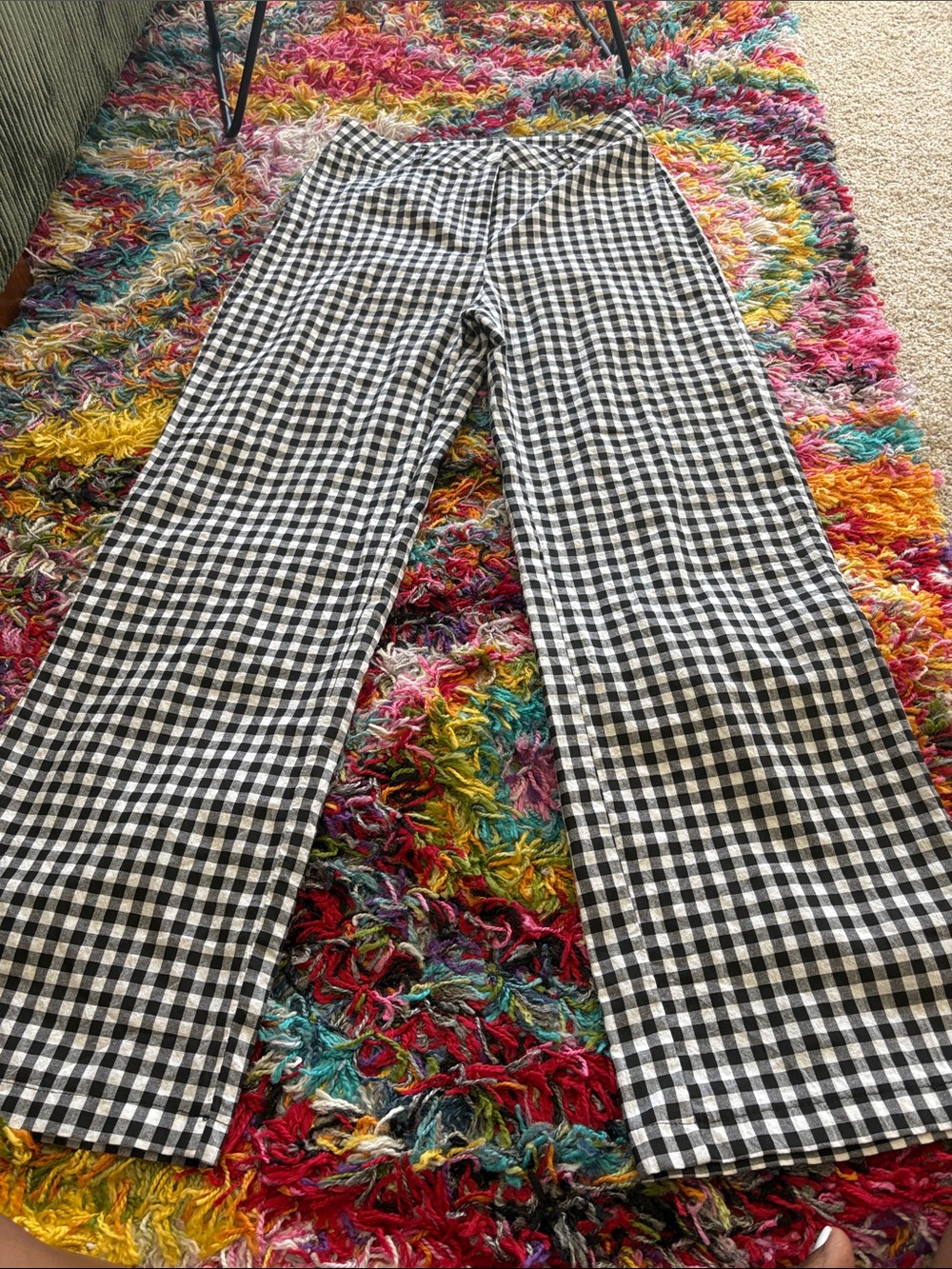 Black and White Gingham Wide Leg Pants